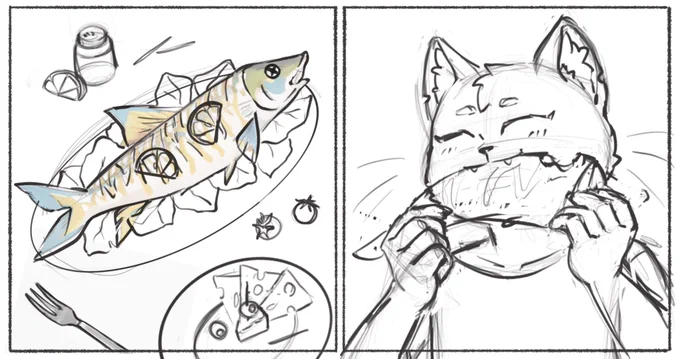 Wow, most of you voted for the option to eat the catch in the game. This inspired me, and I drew a sketch of the upcoming comic. What do you think?🐟

#ゲーム開発 #ゲーム制作 #インディーゲーム #인디게임 #sketch #art #visualnovel #solodev #IndieGameDev #gamedev 