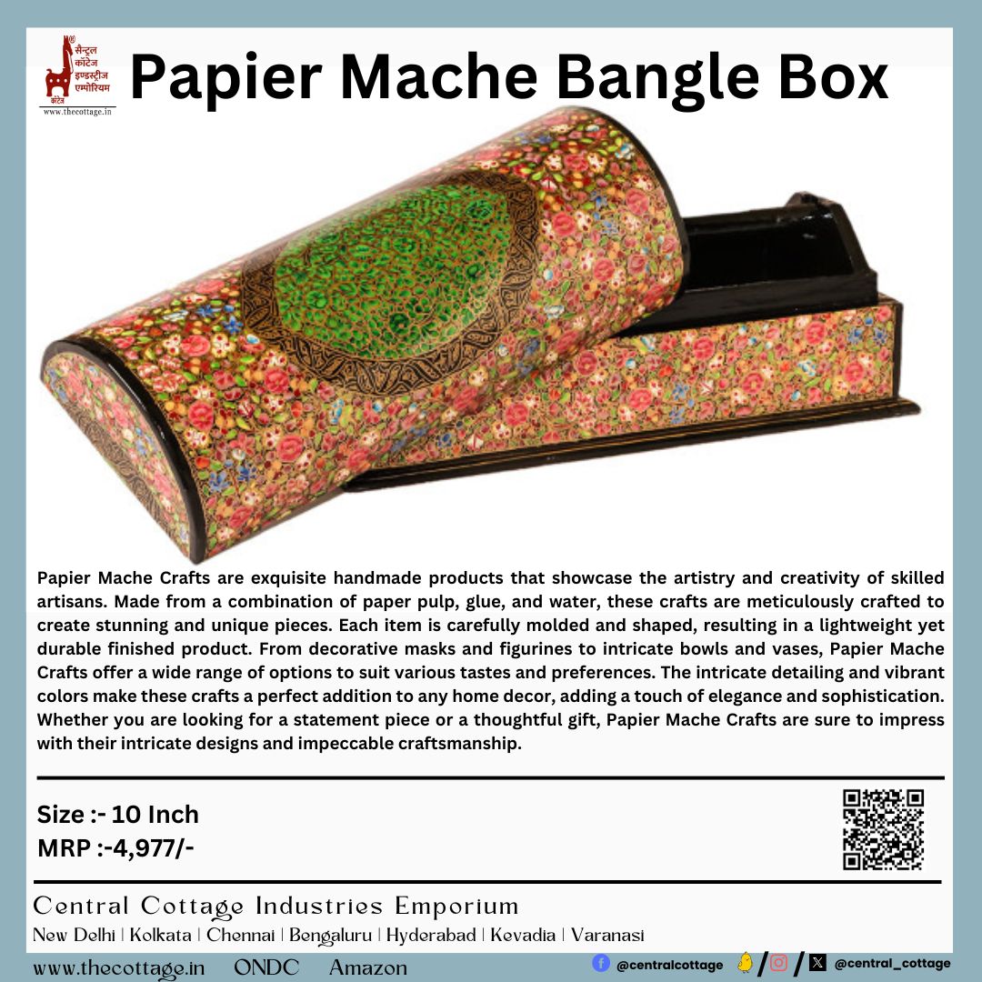 Central_Cottage's tweet photo. Papier Mache Bangle Box
-----
Size :- 10 Inch
MRP :-4,977/-
Product :- https://t.co/Sr8RZfAcx3
-----
#floraldesign #decorativebox #papiermache #banglebox #handcrafted #uniquegift #homedecor #artistic #giftidea #handmadebox #thecottage #cottage #cottageonline https://t.co/xokcr306j1