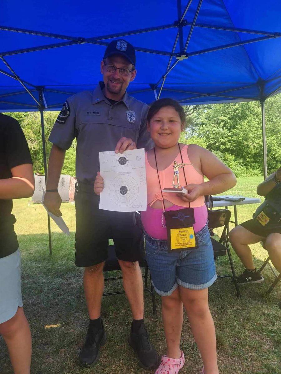 Kolby Baber, a NE DOC Officer, died from COVID (EOW 8-17-2021). His name was put on the wall in DC this year and his wife Kelani Baber and daughter Kenly attended. 
These pictures are from  this year's National COPS kids camp. Kenly got 3rd place out of 8 in Marksmanship