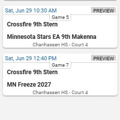 Crossfire 2027 Stern (@2027crossfire_n) on Twitter photo Outstanding & highly competitive game but we came up 2pt short in sudden death OT vs. a solid Fury S40 team
Leaders:
<a href="/SaraStern2027/">Sara Stern</a> w/ 22pt, 6rb, 2blk 🔥
Becca w/ 14pt, 4rb 🔥
<a href="/Natalielau290/">Natalie Lauinger</a> w/ 9pt, 7rb 🔥
<a href="/jaelynbd09/">Jaelyn Bursey-Dixon</a> w/ 3pt, 9rb, 5ast 🔥
Two more good ones up today
<a href="/GMacHoops/">Grant McGinnis</a> Outstanding & highly competitive game but we came up 2pt short in sudden death OT vs. a solid Fury S40 team
Leaders:
<a href="/SaraStern2027/">Sara Stern</a> w/ 22pt, 6rb, 2blk 🔥
Becca w/ 14pt, 4rb 🔥
<a href="/Natalielau290/">Natalie Lauinger</a> w/ 9pt, 7rb 🔥
<a href="/jaelynbd09/">Jaelyn Bursey-Dixon</a> w/ 3pt, 9rb, 5ast 🔥
Two more good ones up today
<a href="/GMacHoops/">Grant McGinnis</a>