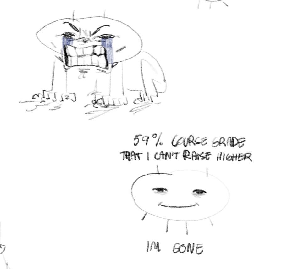 This is how i drew myself last year. It was when i had a hard time keeping up w that one class😭 