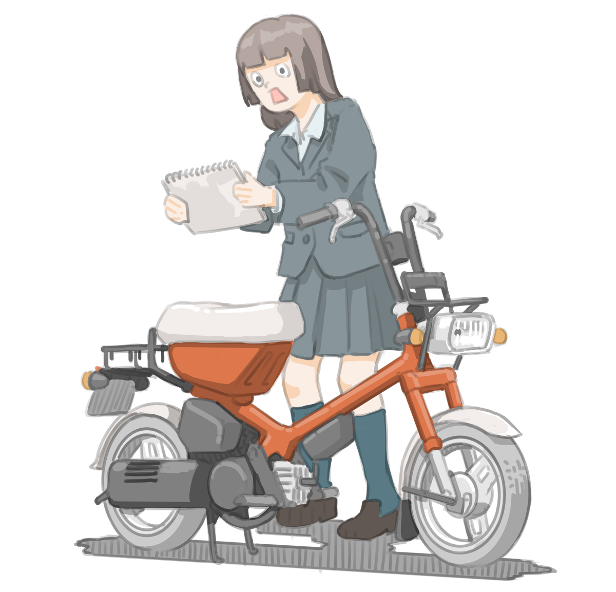 「今年があと2か月しかないと聞いて混乱する女子です。(ホンダ ハミング)【再掲】#」|きわみらい@バイクJKのイラスト描きのイラスト