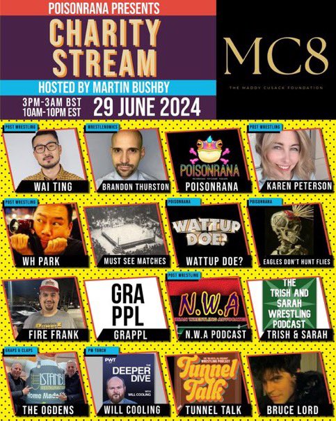 MustSeeMatches's tweet photo. TODAY! We’ll be joining @bushby01 on his marathon charity stream supporting @MC8_Foundation from 4:30pm to 5pm UK time.

WATCH: https://t.co/y4hj7gzeQw

DONATE: https://t.co/k1WdfYI46A https://t.co/jiKb6Ak73f