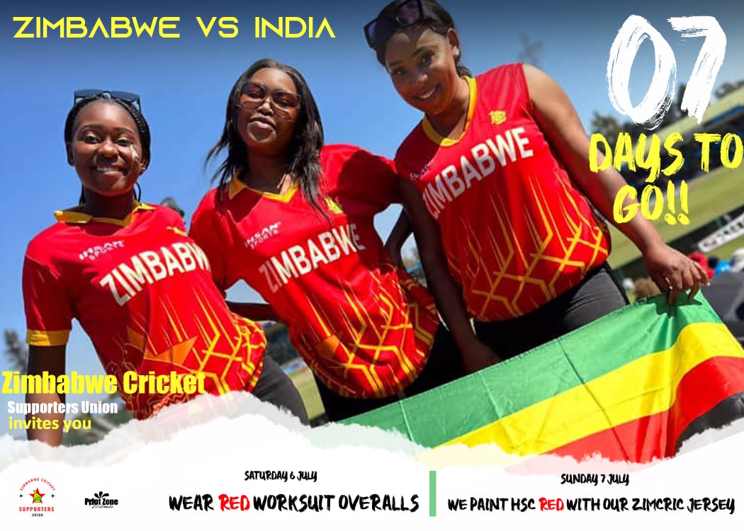 CastleCornerZW's tweet photo. Lucky 7!!!!
It's now just 7 Days before the first ball of the Zimbabwe vs India Series is bowled.
7 Days to the #RedOveralls https://t.co/EIawR5O5LJ