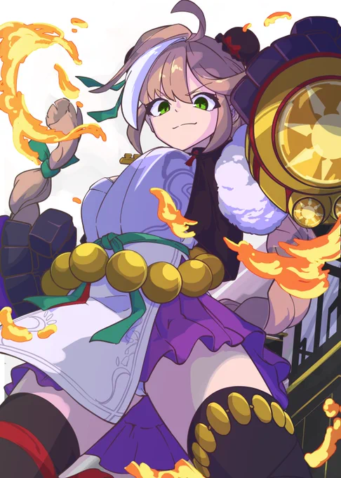 原稿中なので新規イラスト上げられんから加筆修正したチャオリン よりカッコかわいくなったはず ←修正後 修正前→ #パズドライラスト