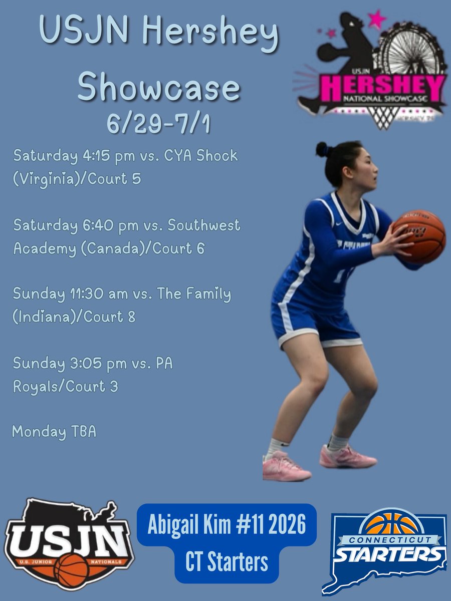 abb11basketball's tweet photo. Here’s my schedule at @USJN Hershey Showcase! https://t.co/Zb4BU49yHp