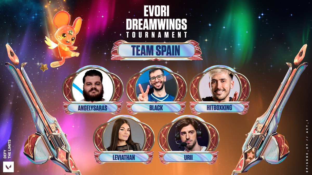 VALORANTes's tweet photo. 🏆 Comienza el torneo de Evori Dreamwings 🏆

 🇪🇸 Apoyad al Team Spain 🇪🇸 

https://t.co/184JkBMTsI
https://t.co/vuZrsheIJj 
https://t.co/Mg28o6rdd3
https://t.co/J6GYLiy0JF
https://t.co/ZunB2UrGCt https://t.co/TjvNxPSwyF