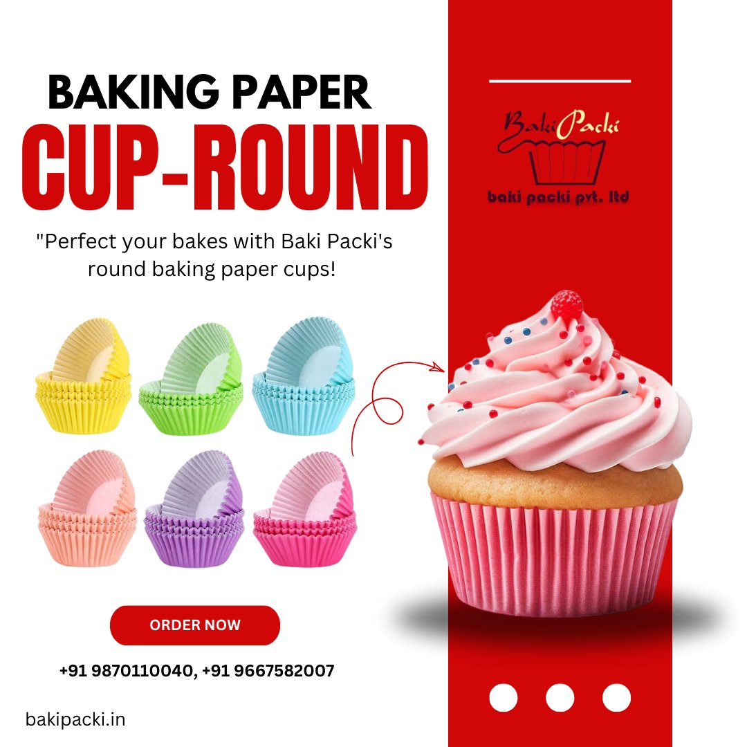 BakiPacki's tweet image. "Perfect your bakes with Baki Packi's round baking paper cups! 🧁✨ Convenient, stylish, and eco-friendly—ideal for all your delicious creations. #BakiPacki #BakingPerfection #EcoFriendlyBaking 🍰🌟"