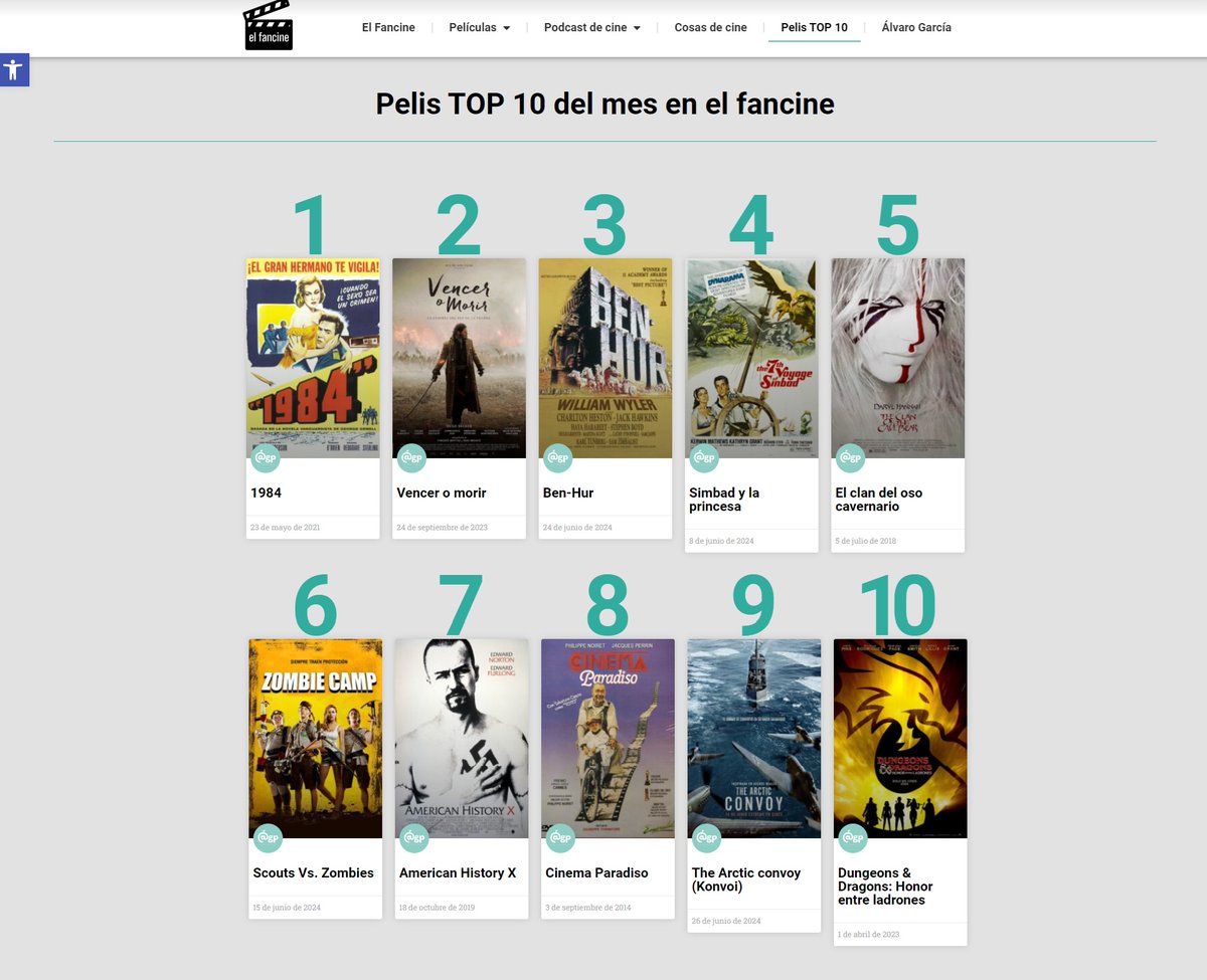 repaci31's tweet photo. Pelis TOP10 junio en el fancine
https://t.co/PxwQkA8RJE
1984
Vencer o morir
Ben-Hur
Simbad y la princesa
El clan del oso cavernario
Scouts Vs. Zombis
American History X
Cinema Paradiso
The Arctic convoy
Dungeons & Dragons
#elfancine #TOP10
#WebDeCine #BlogDeCine #PodcastDeCine https://t.co/VHKExb1tDa