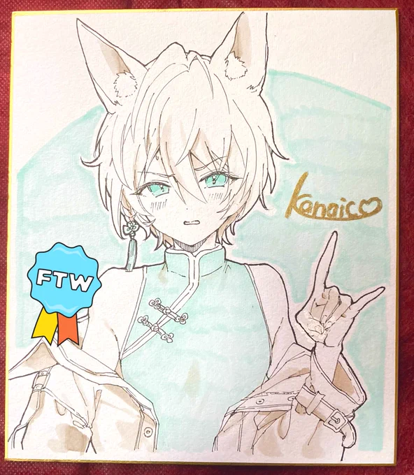 かわいく描けたので色紙のアナログ絵もっと見て!!!