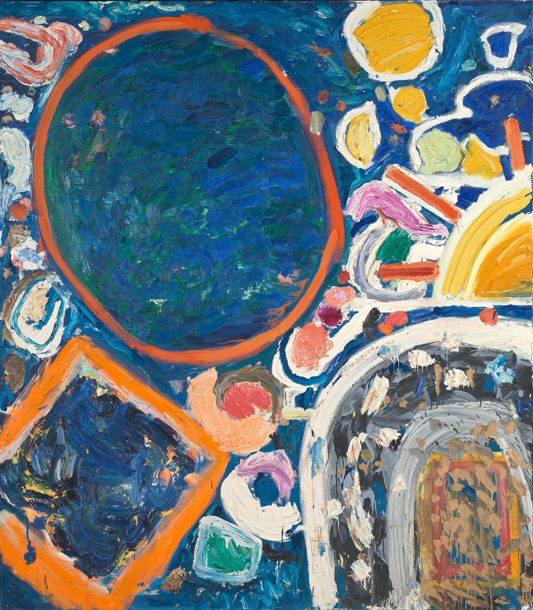 Tate's tweet image. Feeling festival inspired with #GillianAyres’s vibrant painting, Sundark Blues. 🎨 ❤️

Ayres referred to a work like Sundark Blues as a ‘bloody big painting’, measuring almost 2.5m wide and over 2m tall.
 
☀️ Gillian Ayres CBE RA, Sundark Blues, 1994 bit.ly/3zpP35h