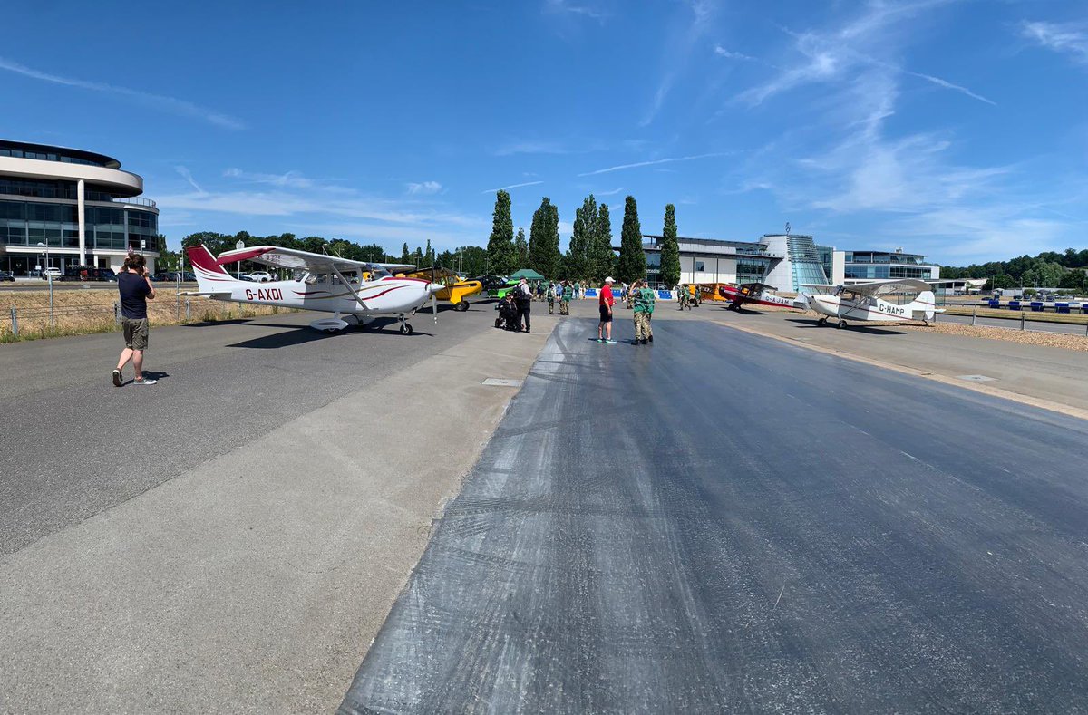 At Brooklands Museum fly-in… great day for it and met my old boss at Flight, and former museum Director, Allan Winn. Nice to see flying surviving at such a famous historic airfield.
