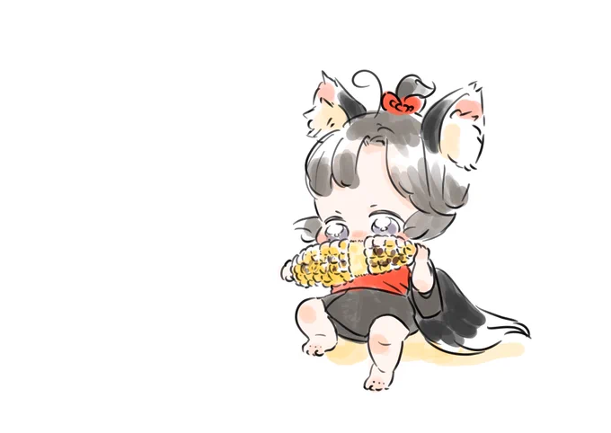 にんげんはすごいな!ともろころしはそのままでもおいしいのに、こんなにおいしくしちゃうんだから!