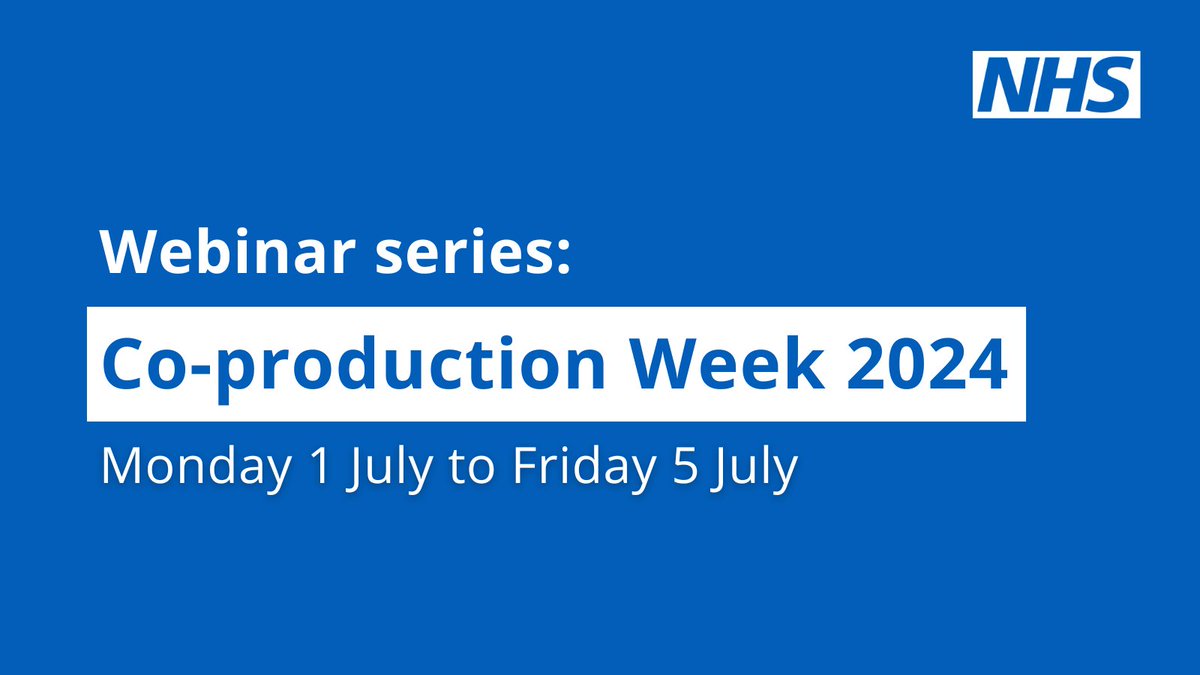 We’re supporting #CoProduction week next week with a series of webinars celebrating the benefits of co-production.

Find out more and book your place at: events.england.nhs.uk/co-production-…

#teamCNO #CoPro2024 #ImprovingTogether #LivedExperience