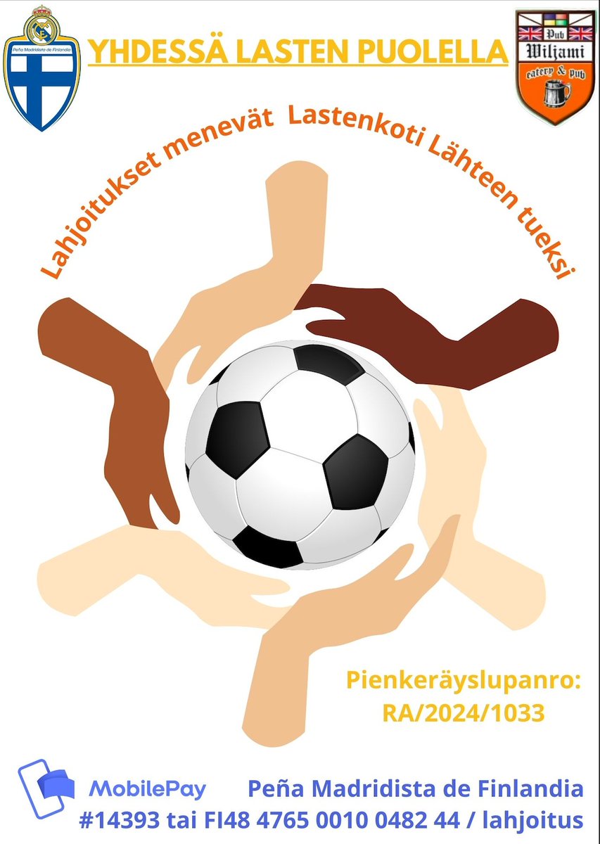 JalavaHenna's tweet photo. YHDESSÄ LASTEN PUOLELLA 🩵
@madridistas_fi järjestää tänään Hämeenlinnassa hyväntekeväisyystapahtuman,jossa kerätään varoja Lastenkoti Lähteelle.Jos haluat tukea tällaista toimintaa,voit lahjoittaa Mobilepaylla numeroon 14393, pienkeräyslupa RA/2024/1033. 
 🩷 Kiitos tuestasi 🩷 https://t.co/iPykX65NY6