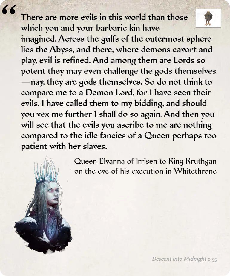 GolarionToday's tweet photo. Quote: There are more evils in this world than those which you and your barbaric kin have imagined.
https://t.co/bIA2gpyfN8
#Elvanna #Kruthgan #Whitethrone https://t.co/kvfnwyjYKB