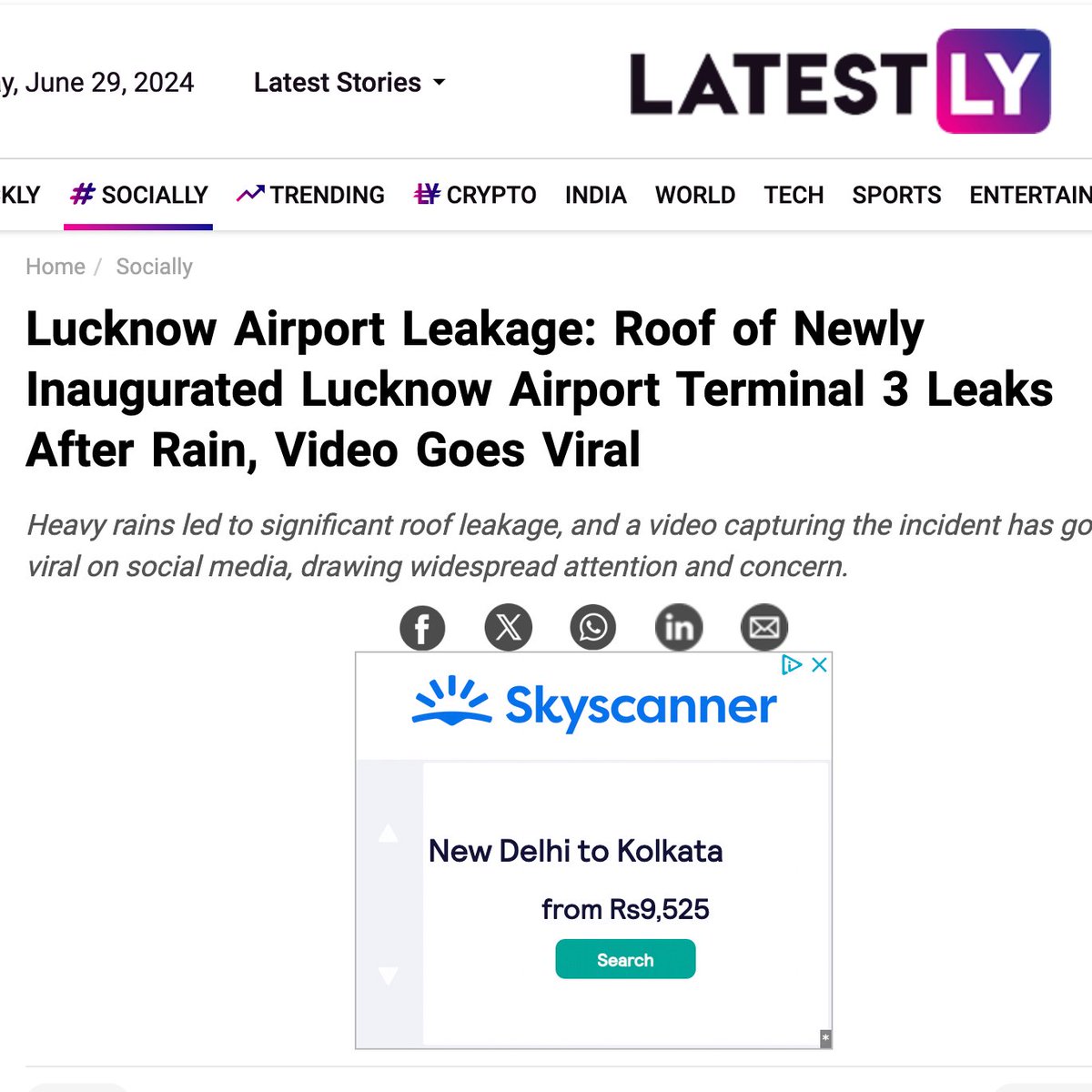 TheDeshBhakt's tweet photo. 🚨SUB: Requesting for an immediate BAN on grounds of National Security🚨
Dear Modi Ji,
Anti-nationals of almost every colour are rejoicing at the fact that Indian airports are crumbling like a pack of cards in the first rain of the season.
They forget that airports are STRATEGIC assets of the nation and this could have been the handiwork of foreign sleeper agents who want to drown the Indian Infra Story.
Also airports are sensitive locations - therefore request you to put a blanket BAN on reporting & circulation of any leaking / broken airport footage under Rule 56. (Especially airports that were inaugurated in the last 6 months.)
#BhaktBanerjee