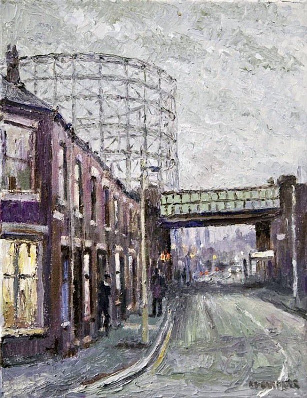 Bradford Gas Works, Broxton Street, Manchester, by Reg Gardner (b.1948). #NorthernArt