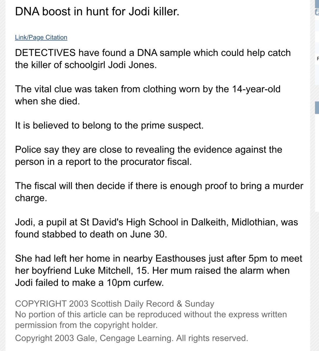 LMC89543's tweet photo. The police were sure when they found this DNA that it would belong to their “prime suspect” the “only suspect” Luke Mitchell

So much so that they were intent on using it against him at trial. 

Fast forward to test results when the DNA did not match Luke Mitchell. 

Why at this stage was the DNA found no longer useable? 

Should Luke have been the only suspect by this stage? Was it right that the police disregarded this DNA at this stage, Just because it did not match the child they were after?  

If it was strong enough to use against Luke had he been the owner, why was it not strong enough to use against the person who deposited it? 

The Scottish system is a shambles and abusive. How can anyone in power accept this and ignore it. Why are we 20 years down the line and no one has helped that innocent Boy now Man whilst he still languishes in Prison? 

WHY 😢

 @stuzi_pants @Stephenheid @JNHanvey  @Tucker5law @WeKnowTheyKnow1 @Raicheruu  @michael73798531 @AlexSalmond @citizentommy @AConstance23  @CTodd_ALBAParty @AlbaGlasgowSW @Dhruva4Alba @Nick4GlasNorth @ScotTories @scottishLabour @TheSNP @scottishgreens @niallfraser8 @AnasSarwar @labourpress @scotlibdems @RussellFindlay1  @Joannaccherry @JamesEnglish0 @conventionLaird @BBCScotlandNews @STVNews @Channel5Press @Channel4News @itvnews @copfs @PoliceScotland @ParoleBoardScot 
@midgov @midCSJP @scottishprisons @MailOnline @DailyMirror @edinburghpaper @ScottishSun @ScotParl  @JohnSwinney @_KateForbes @AshReganALBA @AamerAnwar
@kirstyjmcneill @OwenThompson @RossLaird55