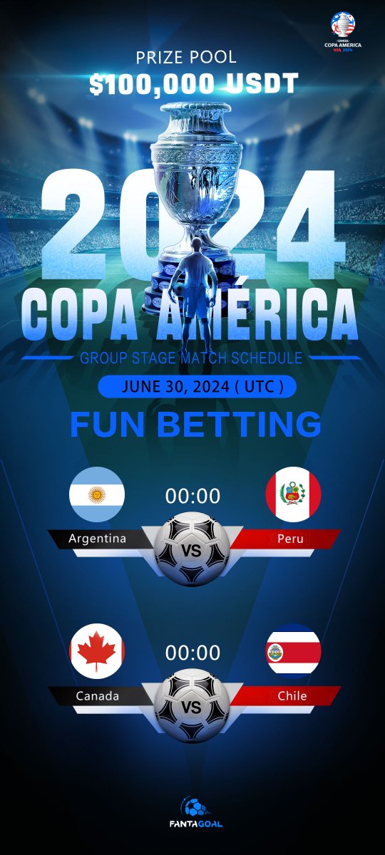 🇦🇷 vs. 🇵🇪
🇨🇦 vs. 🇨🇱
Who’s your pick? 🤔

Jump into Fun Betting and win your piece of the 100K $USDT prize pool! 💵
🔗 marketplace.fantagoal.io/funbetting

#Euro2024 #CopaAmerica2024