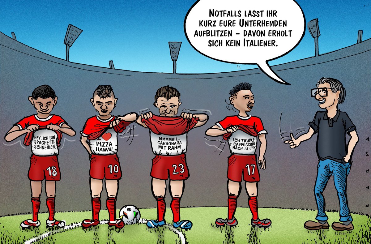 Schweiz - Italien: Setzt Yakin heute die ultimative Geheimwaffe ein?
#SUIITA #UEFA2024
(Cartoon für die <a href="/Friburgera/">Freiburger Nachrichten</a>)