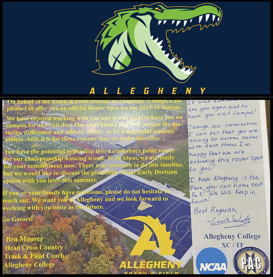 michiah_lenzi's tweet photo. What a great week! After a visit to @alleghenycol and great conversations with coach @WadeJFloyd and Coach Mourer, I am so very grateful to receive an offer to continue my athletic career with @AlleghenyXCTF!! https://t.co/JDsEsMESGT