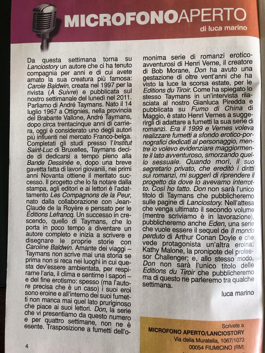 FumodiChina's tweet photo. Grazie a Luca Marino, che al debutto italiano del "Don" di @TaymansAndre su #Lanciostory segnala la nostra intervista al grande autore nel #FdC n.341 per qualche giorno ancora in edicola! ♥️ https://t.co/GraqKuWZ2V