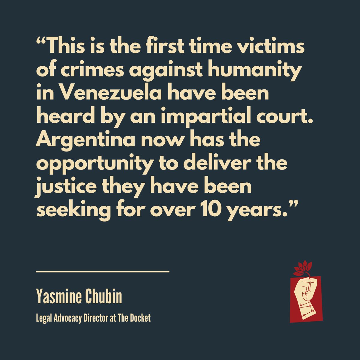 This week, Venezuelan survivors and families of victims testified in #Argentina against alleged perpetrators of crimes against humanity. With legal representation from the Clooney Foundation for Justice, they told their stories before a federal court for the first time in this