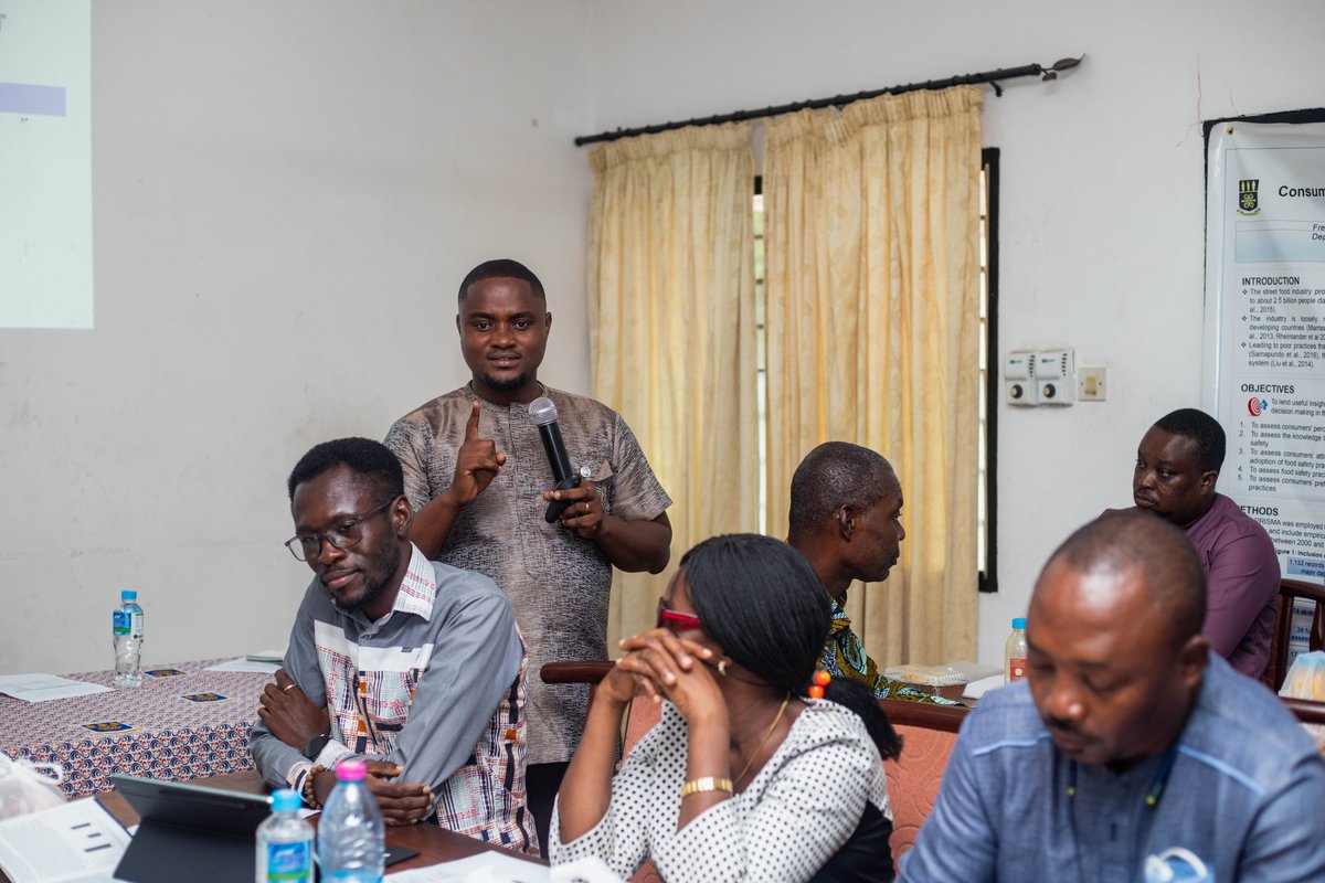 UG_urbansafe's tweet photo. Ampomah Adaku and her research team.

The aim of the training was to  enhance the capacity of the officers to build the food safety skills of street food vendors in Ghana, based on the research project focusing on 'Innovative Solutions to Urban Street Food Safety Challenges'. https://t.co/TcIbW1rf9Z