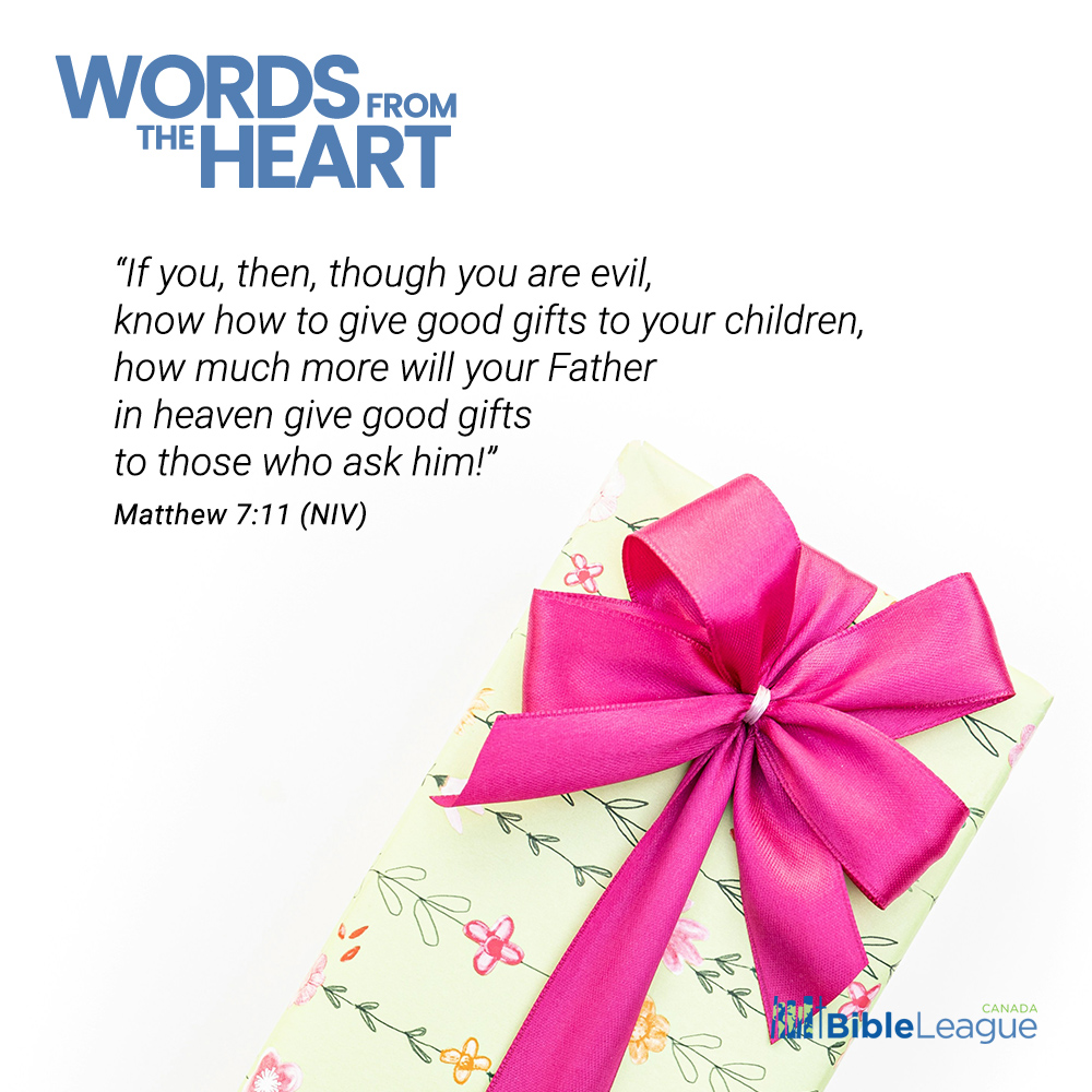 BibleLeagueCan's tweet photo. “If you, then, though you are evil, know how to give good gifts to your children, how much more will your Father in heaven give good gifts to those who ask him!” Matthew 7:11 NIV
God loves us so much.
#WFTH | https://t.co/GWmIqWYUjm https://t.co/DSTJRyOOIc