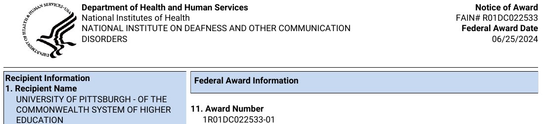 Happy to share that Yi Zhou (ASU, twitterless) and I will join forces to compare auditory circuits for vocalization processing in rodents and NHPs, and changes with learning in both species. Training opportunities, including a joint postdoc, coming soon!
Thank you #CRCNS, @NIDCD