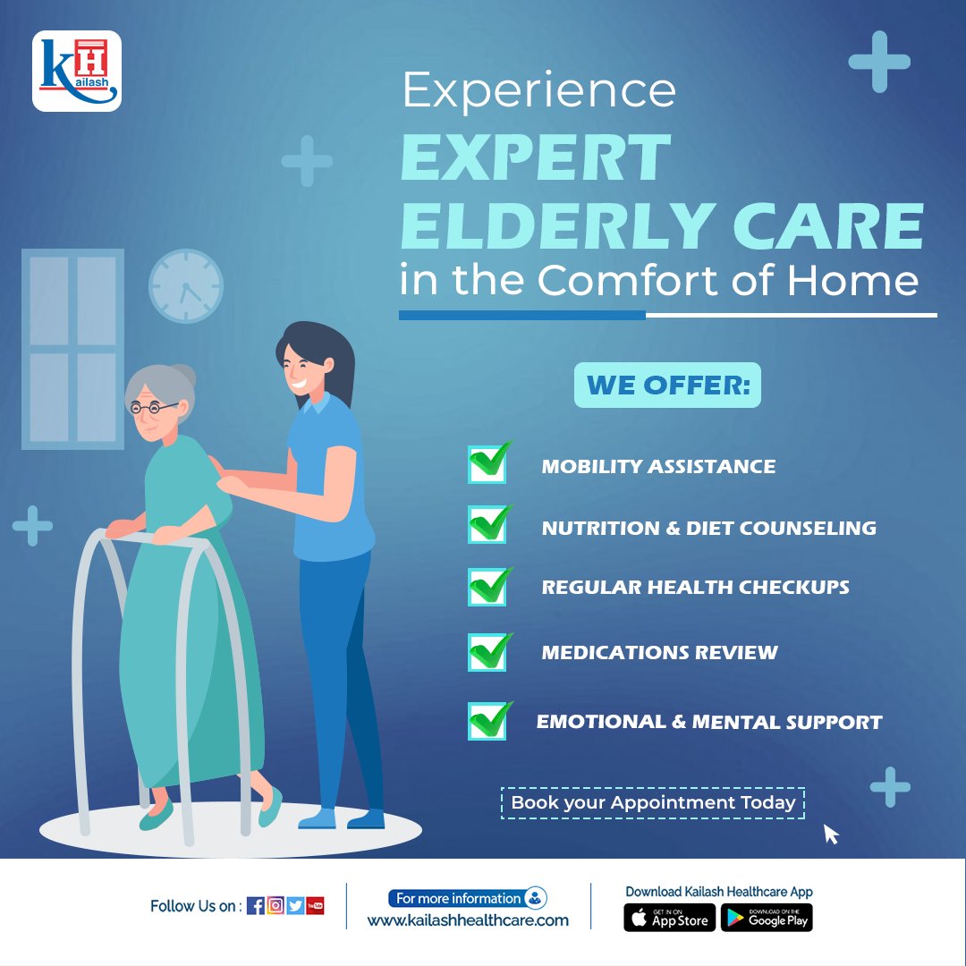 KailashHealth's tweet photo. Experience expert care for elderly patients at the comfort of your home! Book homecare services with Kailash Hospital.
#homecareservice #nursingathome #physiotherapyathome #kailashhospital https://t.co/mWzhexhDDQ
