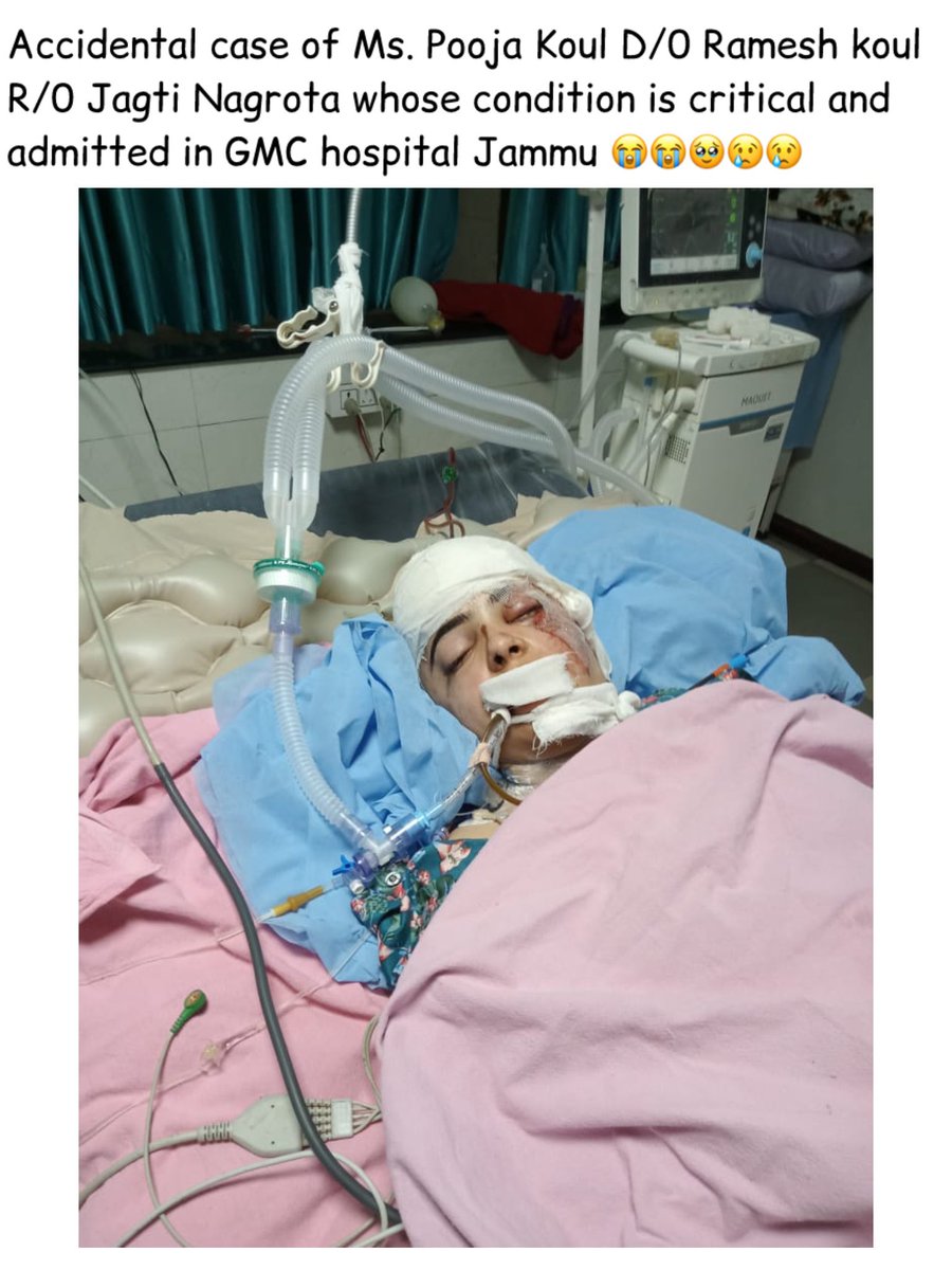 rohitbhatkp's tweet photo. Accidental case of Ms. Pooja Koul 
D/0 Ramesh koul 
R/0 Jagti Nagrota who condition is critical, admitted in GMC hospital Jammu .

Account No : 0021040100047881
IFSC Code :JAKA0LUXURY
JKBANK
NAME : Ramesh Kumar Koul

*Ramesh Kumar Koul Father of Pooja Koul : 8899387435*. https://t.co/HUe7Vn94bx