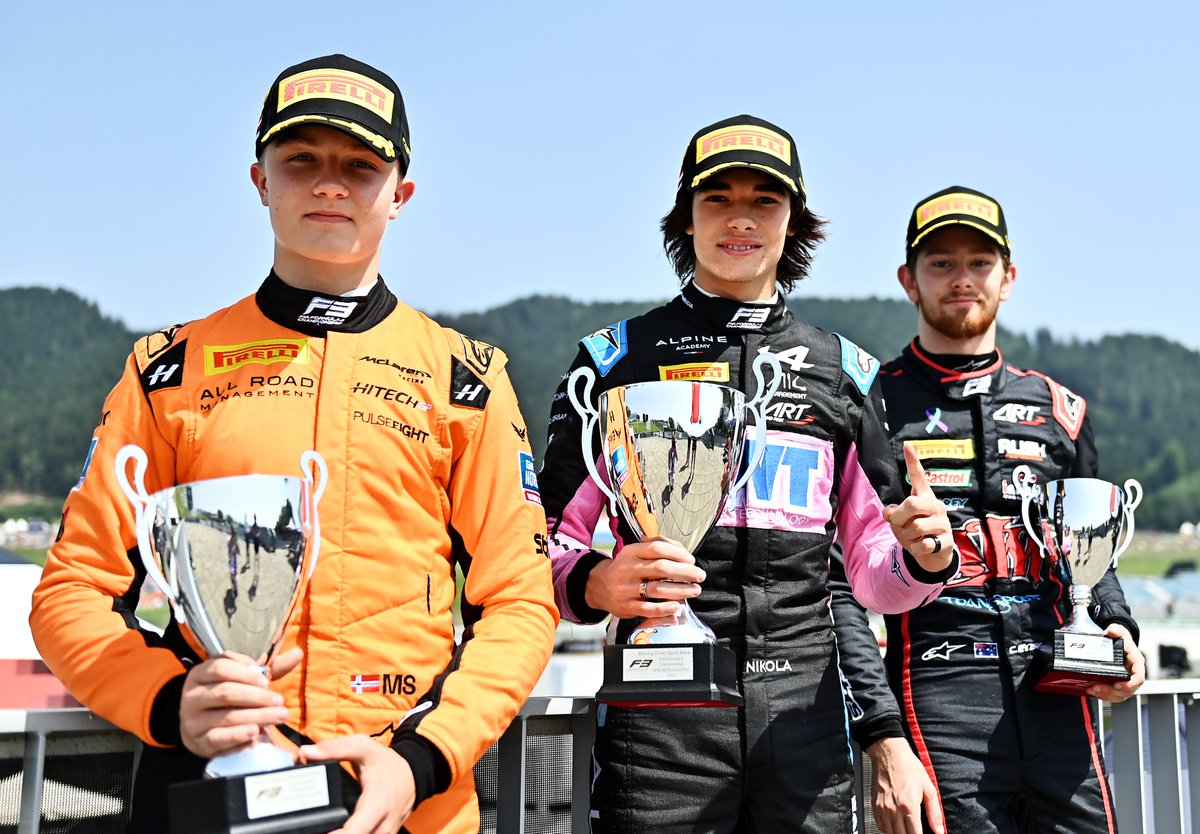 Podio de la primera carrera de F3 en Austria. Fuente: Formula 3 Twitter