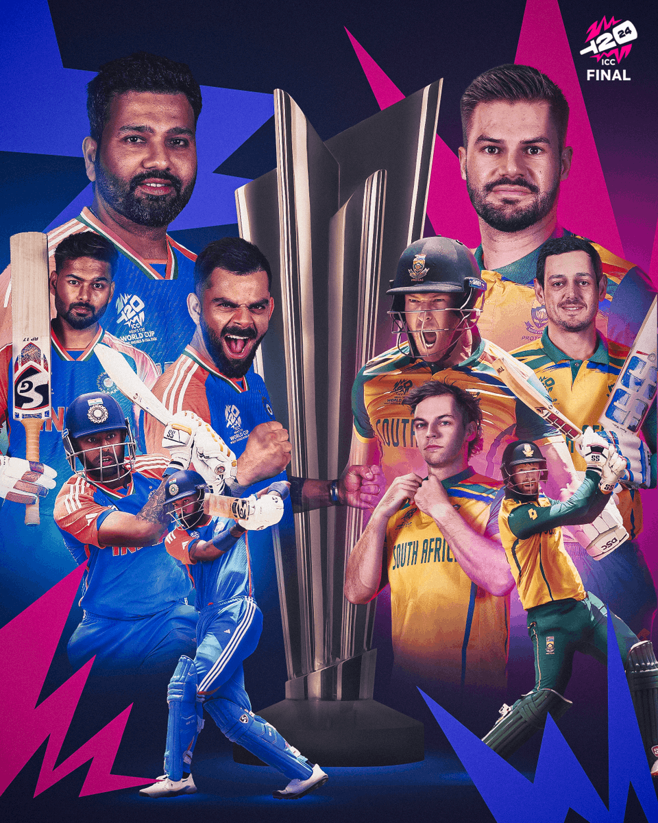 ICC's tweet photo. A showdown between two stunning batting units 💪

Who will come out on top in the final? 🇿🇦 🇮🇳

#SAvIND #T20WorldCup https://t.co/kHR5SbHagF