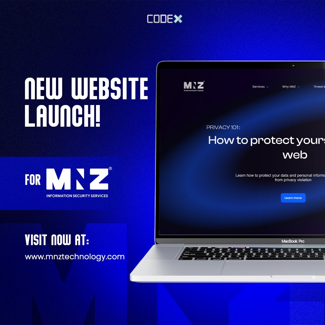 codextechorg's tweet photo. Exciting News from CodeX Solutions! We've launched a new website for MNZ Technology, a leader in cybersecurity services with a 24/7 Security Operation Center. Discover how they protect your business from cyber threats!

🔗 https://t.co/UFistNWIvX

#CyberSecurity #WebsiteLaunch https://t.co/0MnAP7QaVe