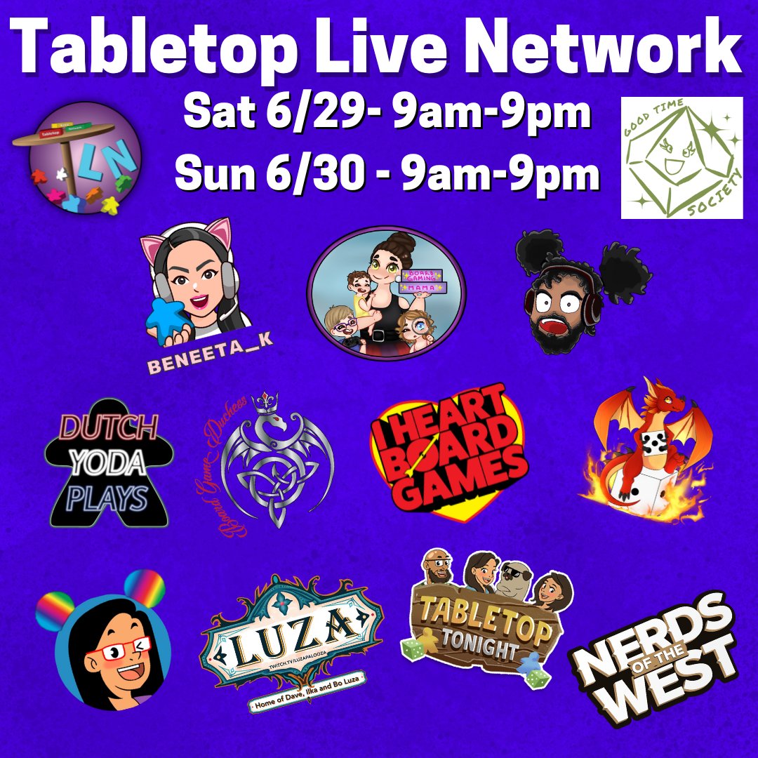 TabletopLiveNet's tweet photo. LET'S GOOOOOOO!!! It's our 43rd monthly event featuring awesome board game livestreams! The fun starts today at 9am PT / 12pm ET with @SilverMedalTvrn and @RuelGaviola. What #boardgames are you playing this weekend during TLN XLIII? 

Full schedule: https://t.co/5Y92tTBIUc https://t.co/vfcjTe4cMS