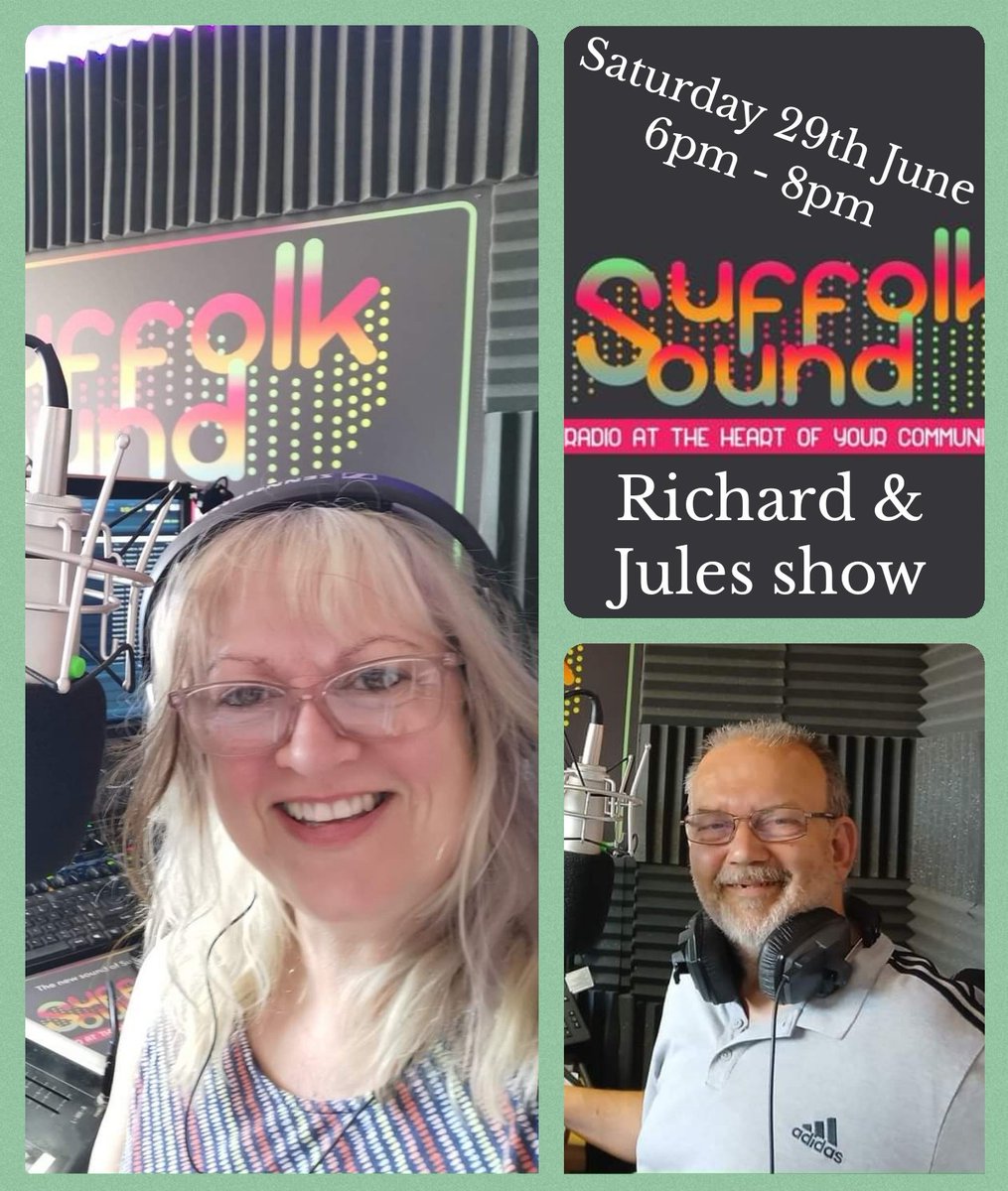 RainbowJules's tweet image. Join me and some bloke called Richard 😂 live on air tonight 6-8pm at @Suffolk_Sound
It's going to be a smashing show that will make you smile ☺ plus some cracking music 📻 🎶
#TuneIn #SuffolkRadio #WorldWideRadio