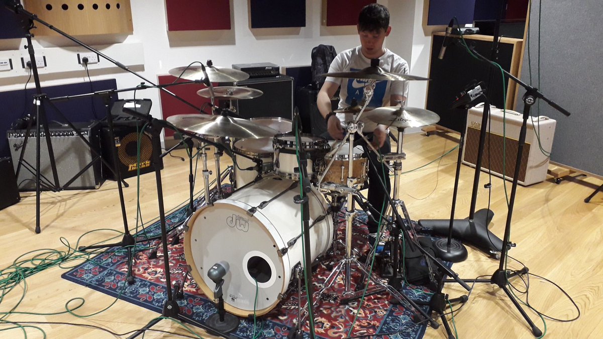 Found a load of short videos and photos from the process of recording our album. 

Starting off with this one of a fresh faced @KevClark90 prepping for recording of drums!! 

#drums #recording #studio
