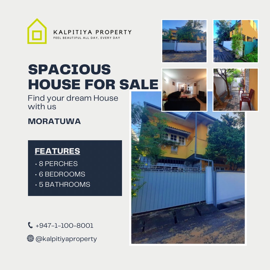 KalpitiProperty's tweet image. C-3690 | Spacious two storey house for sale in Moratuwa 

Contact Us +947-1-100-8001
Land Ex. 8 Perches | 6 Bed | 5 Bath
LKR: 28M - Negotiable 

• Highly residential area
• Gated Community

#houseforsale #SpaciousLiving #Spacious #SpaciousHome #spacioushouse #moratuwa