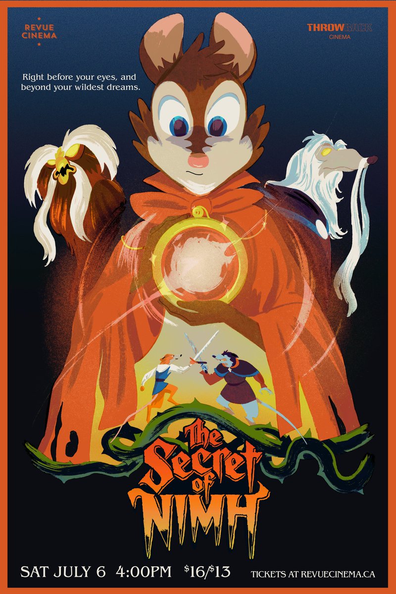 CinemaThrowback's tweet image. NEXT SATURDAY AT @RevueCinema: Join us at 4:00 PM for our screening of THE SECRET OF NIMH (1982)! 
Don't miss your chance to see Don Bluth's masterpiece the way it was meant to be seen, on the big screen! 
Tickets available now: tinyurl.com/muesrzx2