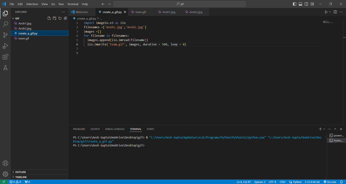 Ansh_Gupta20's tweet photo. #Day9 of #30NitesOfCode
๐ Just finished my Python Python GIF generator project ๐๐๏ธand learned about the 'imageio.v3' library that facilitated reading images and converting them into a GIF..Check it out #PythonMagic https://t.co/KGnlrLly8C