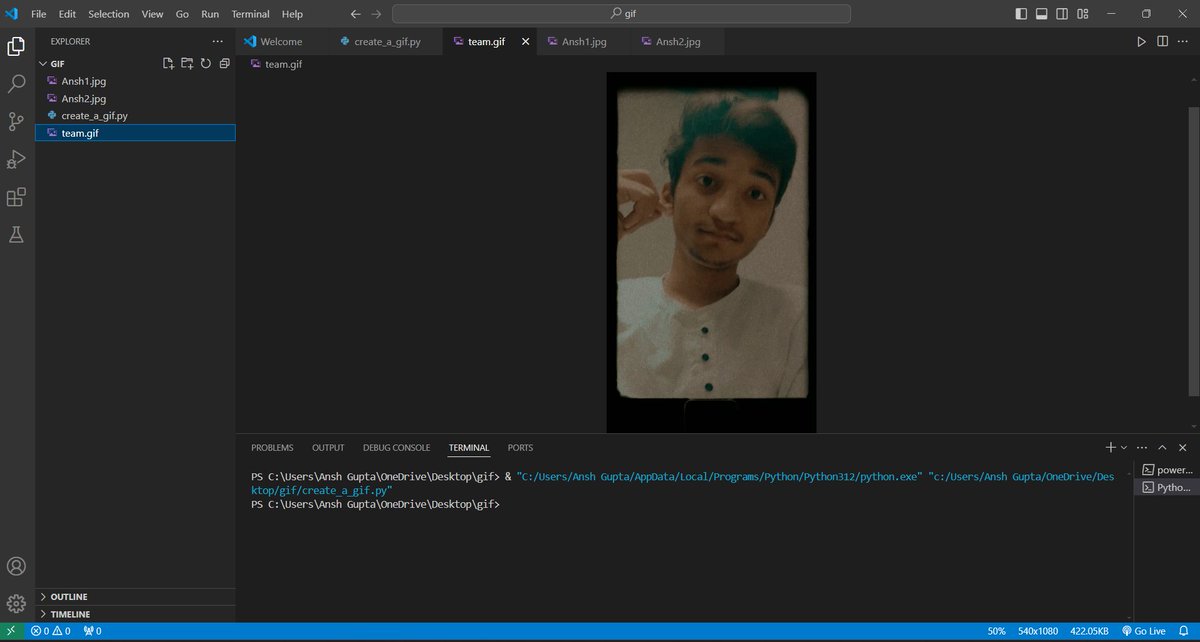 Ansh_Gupta20's tweet photo. #Day9 of #30NitesOfCode
๐ Just finished my Python Python GIF generator project ๐๐๏ธand learned about the 'imageio.v3' library that facilitated reading images and converting them into a GIF..Check it out #PythonMagic https://t.co/KGnlrLly8C
