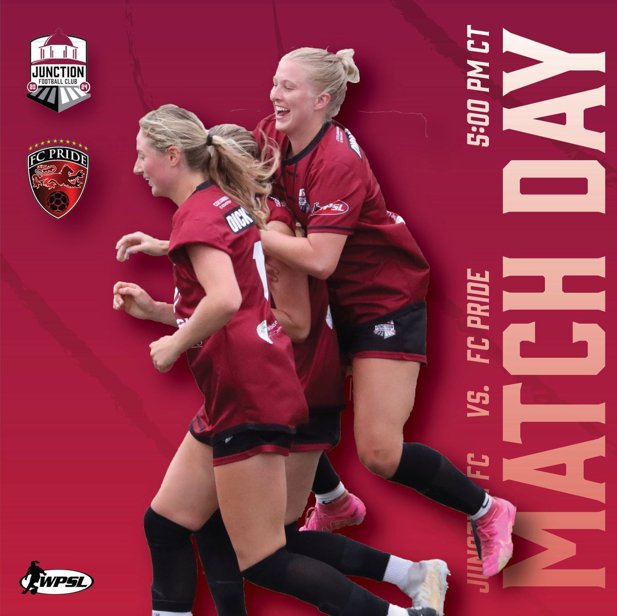 JunctionFCIL's tweet image. It’s MATCH DAY o’clock‼️ Cheer on Junction as they defend their HOME field against FC Pride today at 5pm cst AND wear your FAVORITE soccer team’s jersey!!!!⚽️🔥 #MatchDay #JunctionFC #WPSL #AllAboard2024 #HerGameToo #OneGoal #FavSoccerTeam #Jersey #Euro2024

@FCPRIDESOCCER