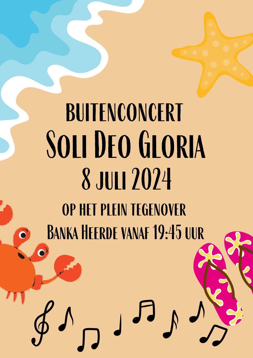 𝗕𝘂𝗶𝘁𝗲𝗻𝗰𝗼𝗻𝗰𝗲𝗿𝘁 𝗦𝗼𝗹𝗶 𝗗𝗲𝗼 𝗚𝗹𝗼𝗿𝗶𝗮

Inmiddels nadert Soli Deo Gloria Heerde het einde van het muzikale seizoen en traditiegetrouw wordt dat afgesloten met een buitenconcert. U bent van harte uitgenodigd om te komen luisteren!