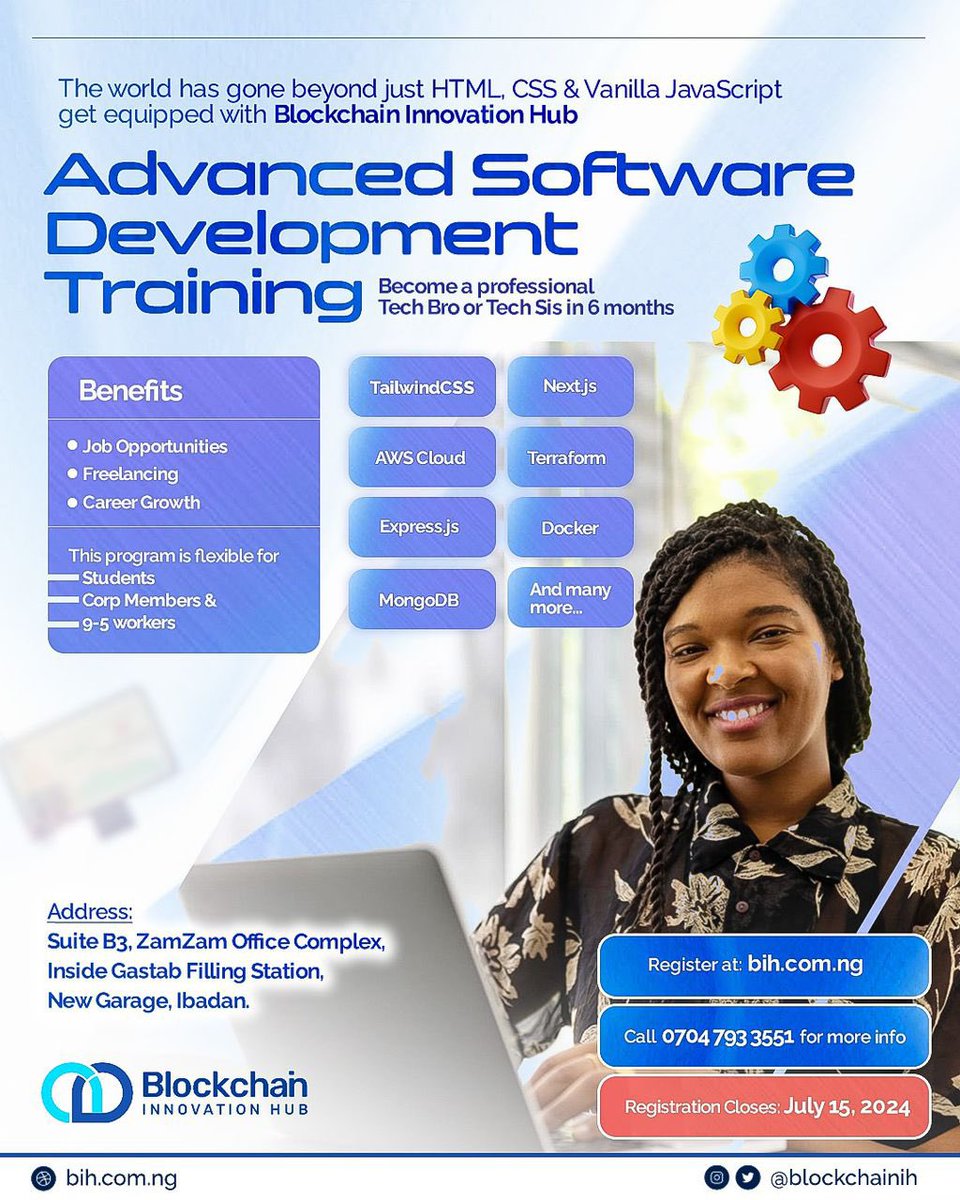 blockchainih's tweet photo. Exciting news 🤩🚀 

Embark on a professional journey in Software development with our complete 6-month intensive training program. Dive into coding, gain expertise with latest frameworks, and build real-world projects under proficient guidance with Blockchain Innovation Hub👩‍💻🧑‍💻 https://t.co/Zl6JlqVqx3