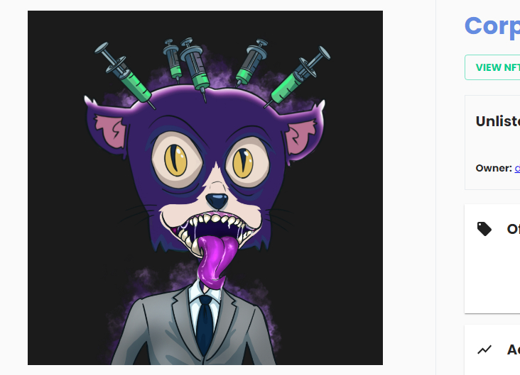 GM frens 🤝☕️ Corporate cats on entrepot.app minted this nice one 💥mutant cat 🧑‍🔬 entrepot.app/sale/corporate…