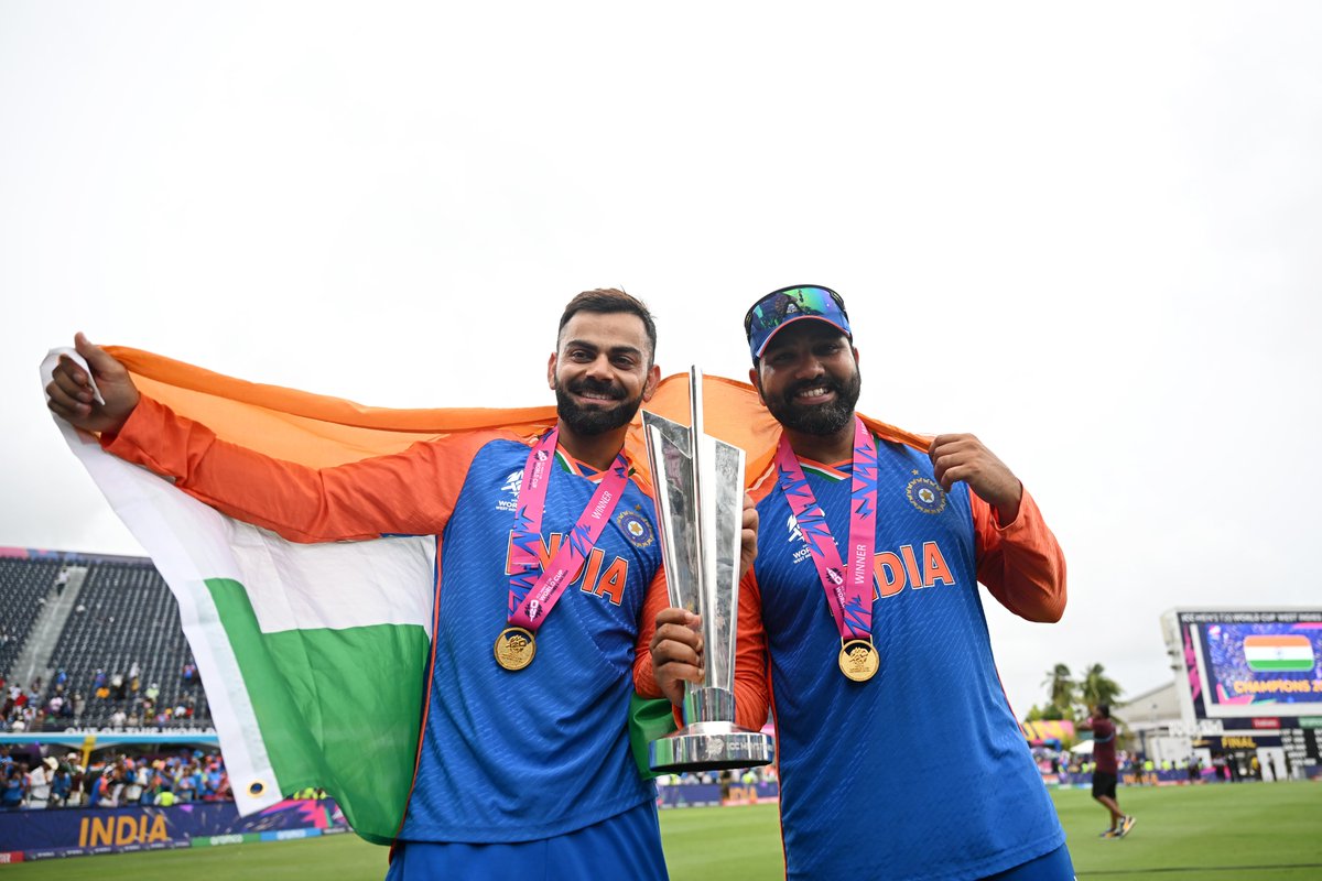 BCCI (@bcci) on Twitter photo Just two modern-day legends posing with the ICC Men's T20 World Cup Trophy ๐๐
#T20WorldCup | #TeamIndia | #SAvIND | <a href="/ImRo45/">Rohit Sharma</a> | <a href="/imVkohli/">Virat Kohli</a> Just two modern-day legends posing with the ICC Men's T20 World Cup Trophy ๐๐
#T20WorldCup | #TeamIndia | #SAvIND | <a href="/ImRo45/">Rohit Sharma</a> | <a href="/imVkohli/">Virat Kohli</a>