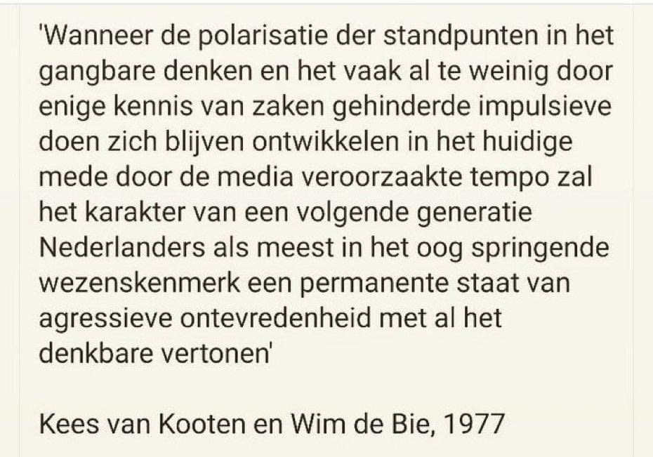 Een profetie uit 1977 die helaas helemaal is uitgekomen.