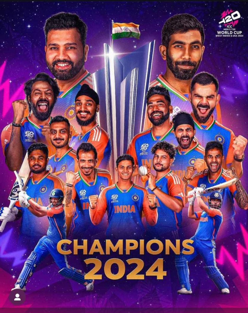 divsachu's tweet photo. #T20WorldCup2024
Well Done #India ❤️
Champions 🏆 https://t.co/TZtoLKQetv